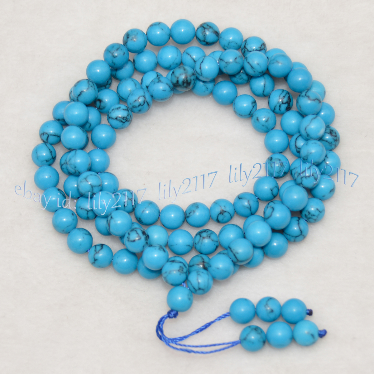 Natural Gemstone 108 Player Beads Tibet Buddhist Mala Necklace Meditation Rosary