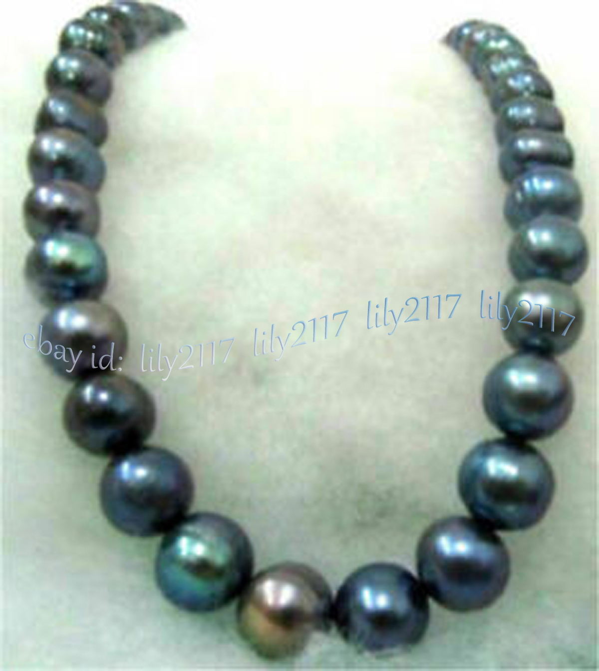 Rare 11-12mm South Sea Black Green Tahitian Pearl Necklace 14-36 inches 14K Gold - Picture 9 of 18