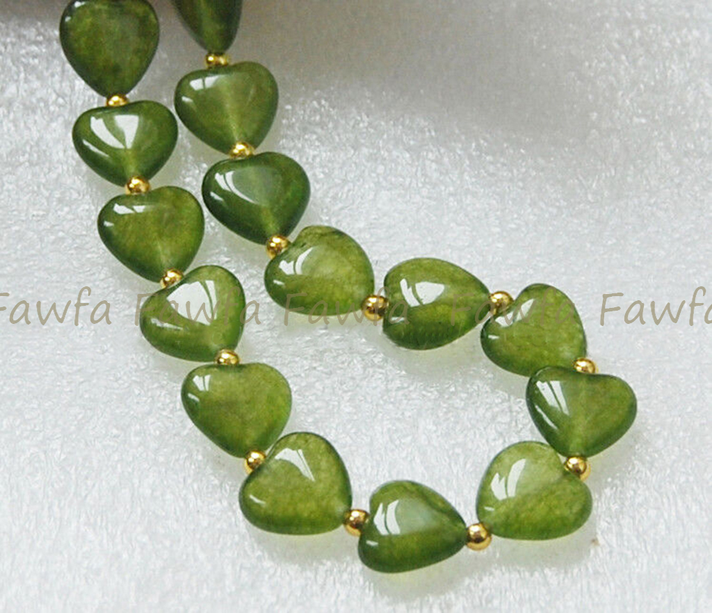 Charm 12mm Natural Green Peridot Heart Shaped Gemstone Beads Necklace 14-36'' - Picture 10 of 15