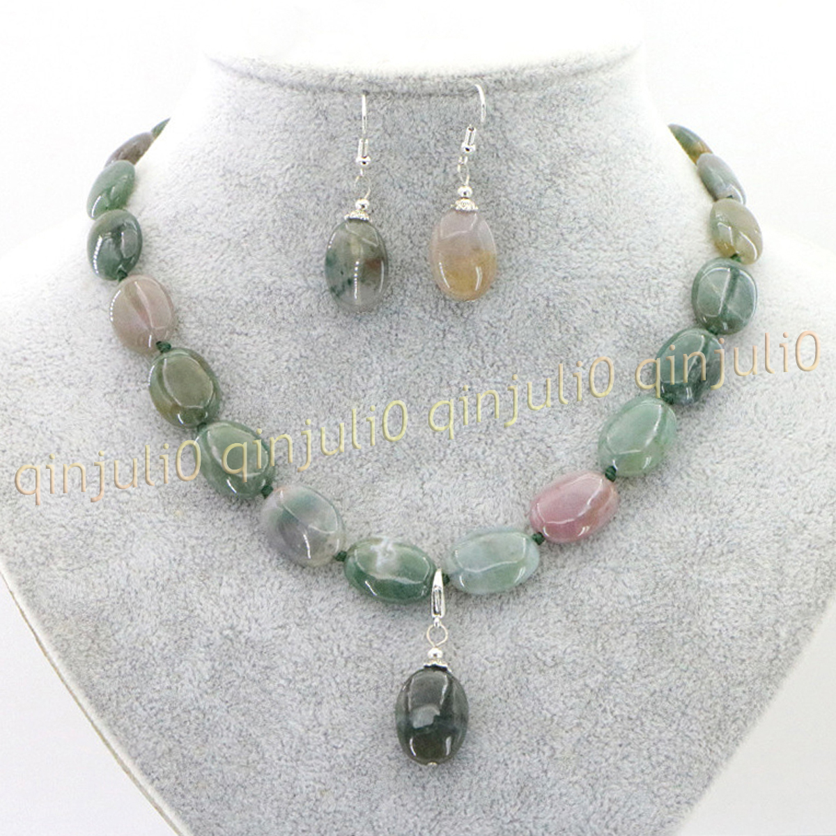 Natural 13x18mm Multicolor Gemstone Oval Beads Pendant Necklace Earring Set 18'' - Picture 37 of 40