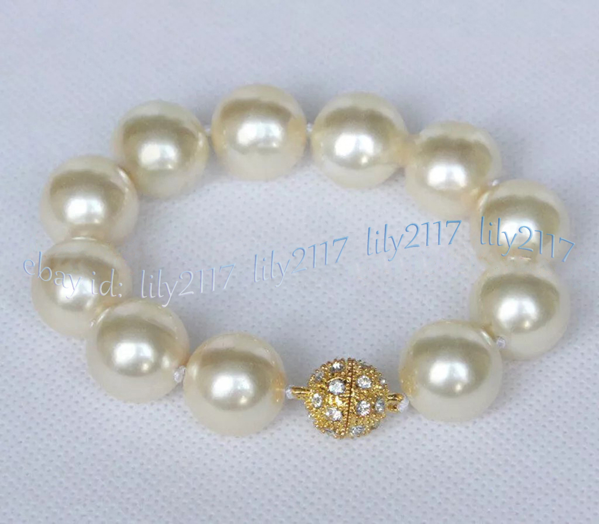 12 Colors Multicolor South Sea Shell Pearl Round Beads Bracelet Magnetic Clasp - Picture 15 of 25
