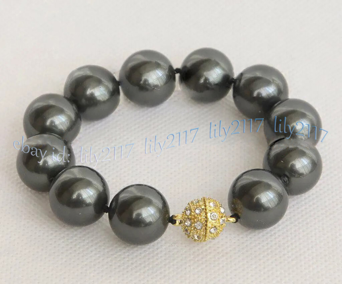 12 Colors Multicolor South Sea Shell Pearl Round Beads Bracelet Magnetic Clasp - Picture 16 of 25