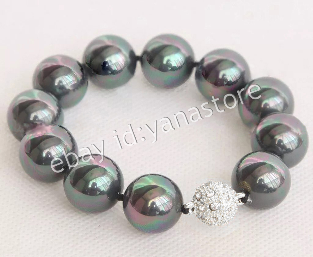 12 Farben Mehrfarbig Südsee Muschel Perle Rund Perlen Armband Magnetverschluss - Bild 17 von 25