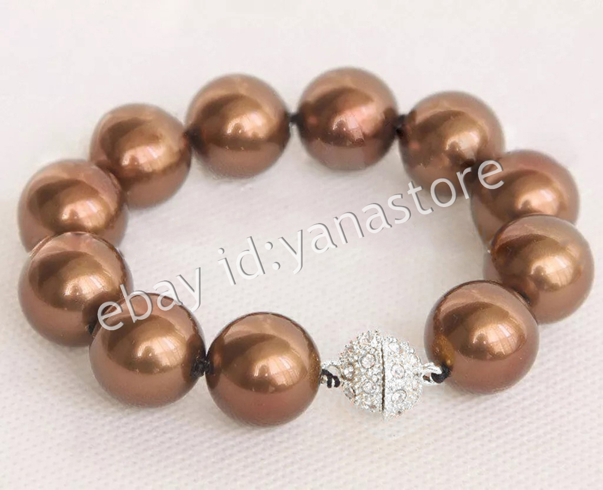 12 Farben Mehrfarbig Südsee Muschel Perle Rund Perlen Armband Magnetverschluss - Bild 18 von 25