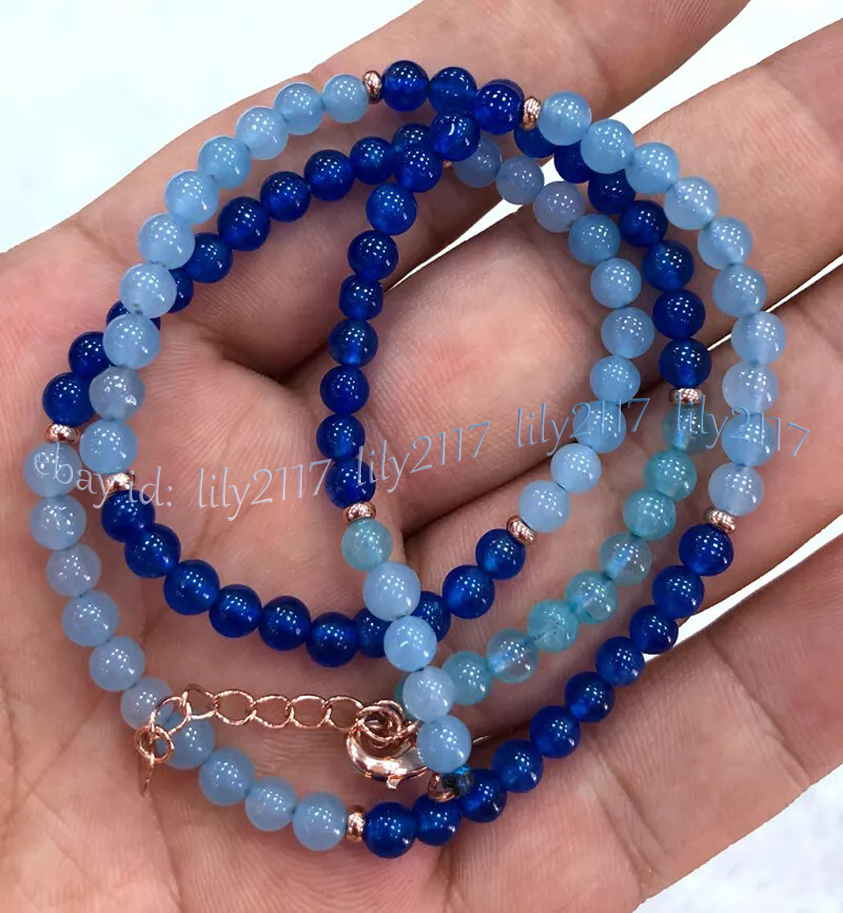 Small 4mm Natural Blue Aquamarine Jade Round Gemstone Beads Necklace 14-48 inch