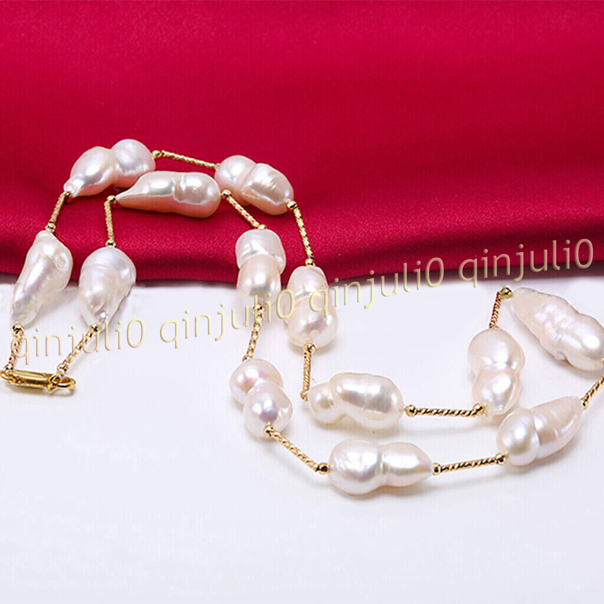 Huge 10-18mm Real Natural White Freshwater Baroque Double Pearl Beads Necklace - Picture 9 of 19