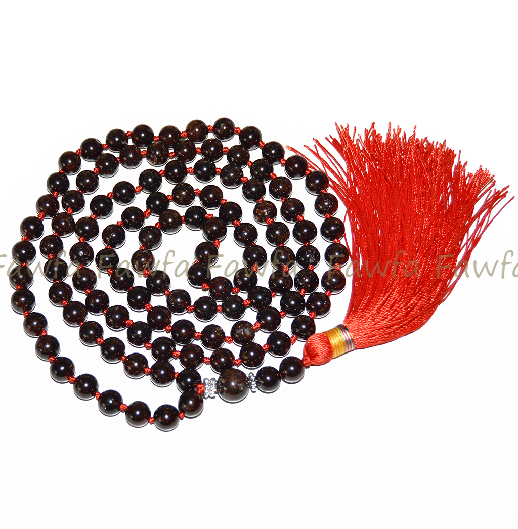 Natural Red Garnet 108 Prayer Beads Buddhist Mala Healing Meditation Necklace