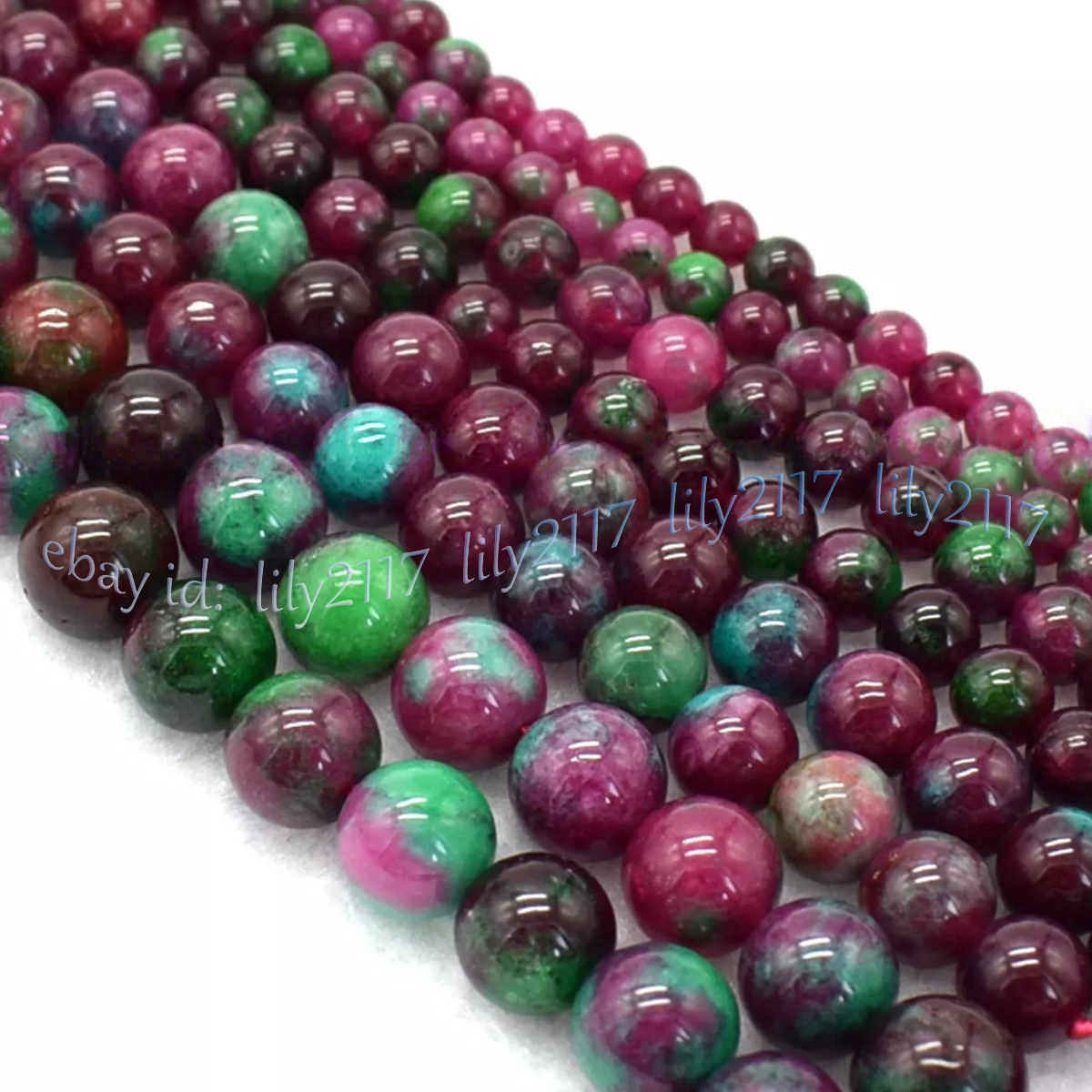 Natural Red Gems in Zoisite Round Gemstone Loose Beads Jewelry Making DIY 15inch