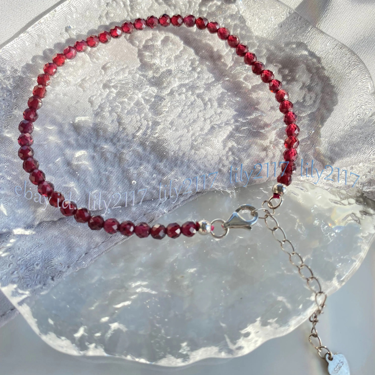 Natural Garnet Faceted Dark Red Gemstone Round Beads Bracelets 7.5inch 3mm 4mm