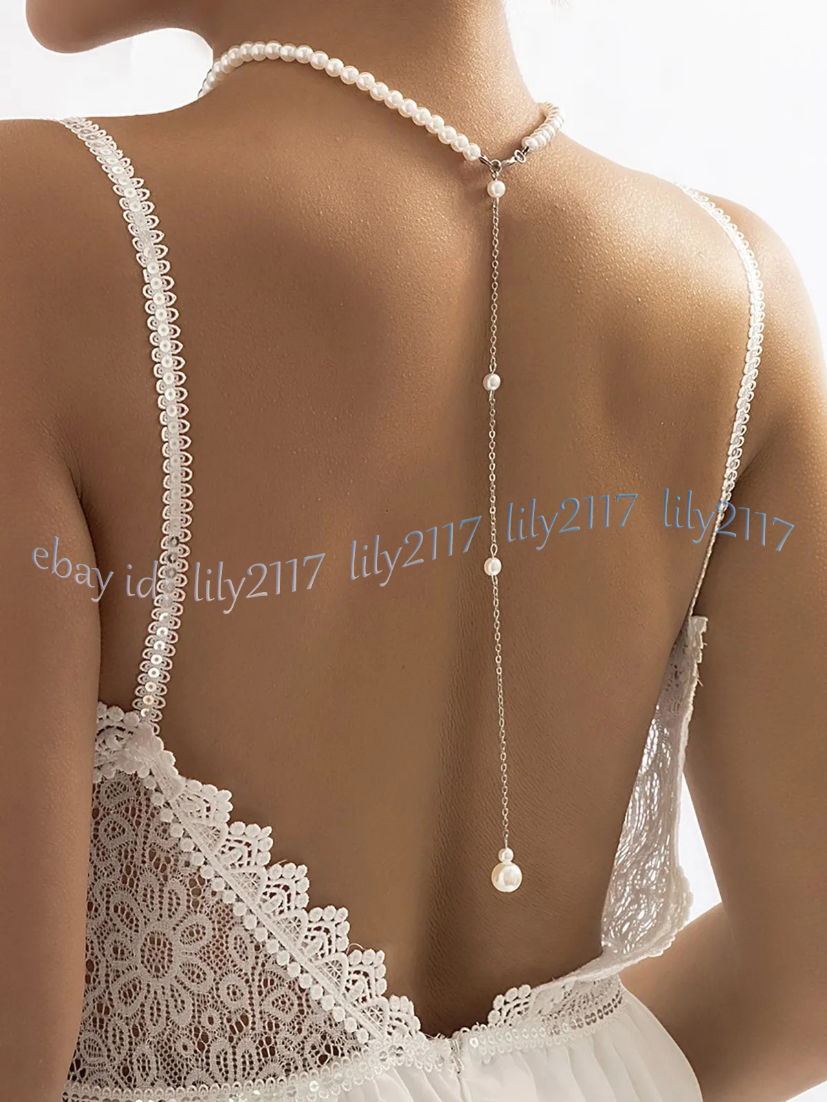 Women Jewelry White South Sea Shell Pearl Round Beads Necklace Decor Open Back