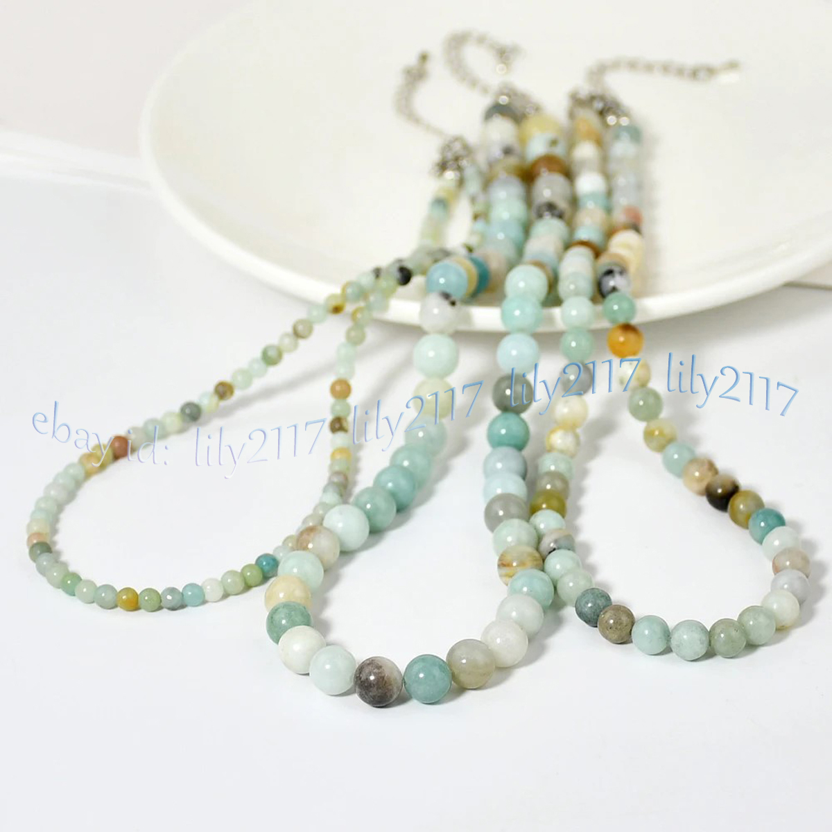 Natural Multicolor Amazonite Round Gemstone Beads Necklace 14-36'' 4/6/8/10/12mm - Picture 8 of 11