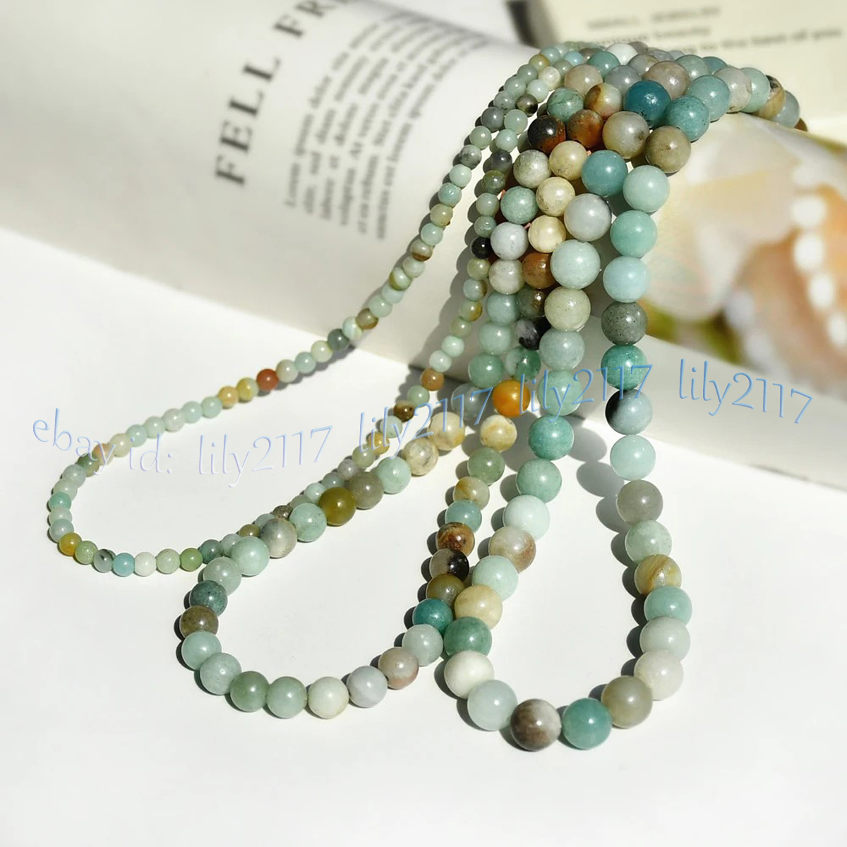 Natural Multicolor Amazonite Round Gemstone Beads Necklace 14-36'' 4/6/8/10/12mm - Picture 9 of 11