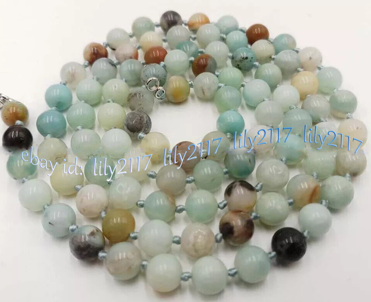 Natural Multicolor Amazonite Round Gemstone Beads Necklace 14-36'' 4/6/8/10/12mm - Picture 11 of 11