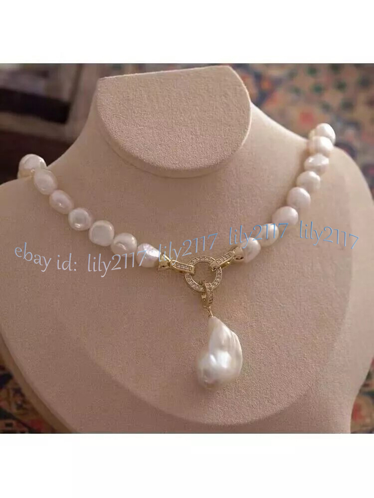 Classic 6-12mm South Sea Genuine Natural White Baroque Pearl Pendant Necklace - Picture 9 of 12