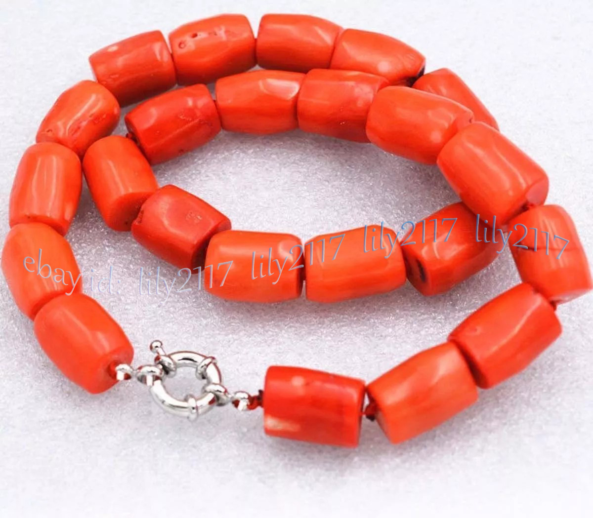 Natural Orange Coral 12-14mm Irregular Freeform Gemstone Beads Necklace 14-48'' - Picture 14 of 19