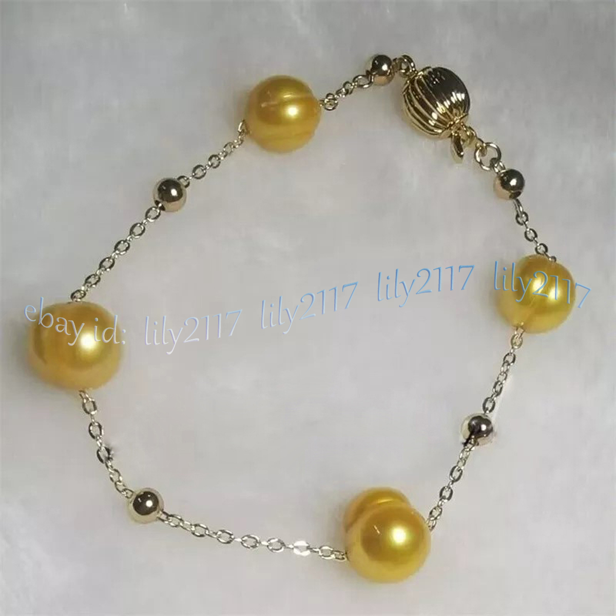 7-10mm Natural Gold Freshwater Baroque Pearl Bangle Bracelet 7.5-8'' 14k Clasp - Picture 8 of 9