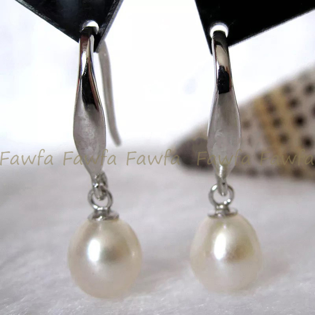 Fashion Natural 7-8mm Multicolor Freshwater Drop Pearl Dangle Hook Earrings - Picture 9 of 31
