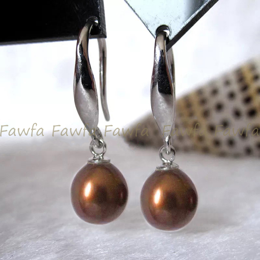 Fashion Natural 7-8mm Multicolor Freshwater Drop Pearl Dangle Hook Earrings - Picture 10 of 31