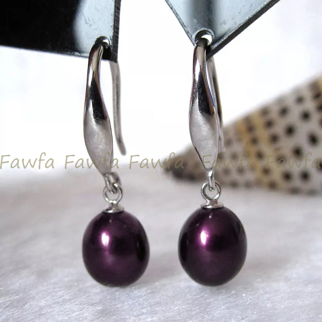 Fashion Natural 7-8mm Multicolor Freshwater Drop Pearl Dangle Hook Earrings - Picture 16 of 31