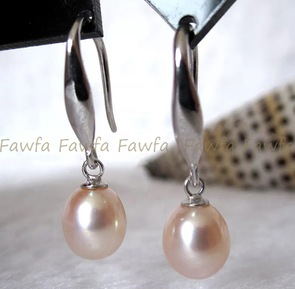 Fashion Natural 7-8mm Multicolor Freshwater Drop Pearl Dangle Hook Earrings - Picture 18 of 31