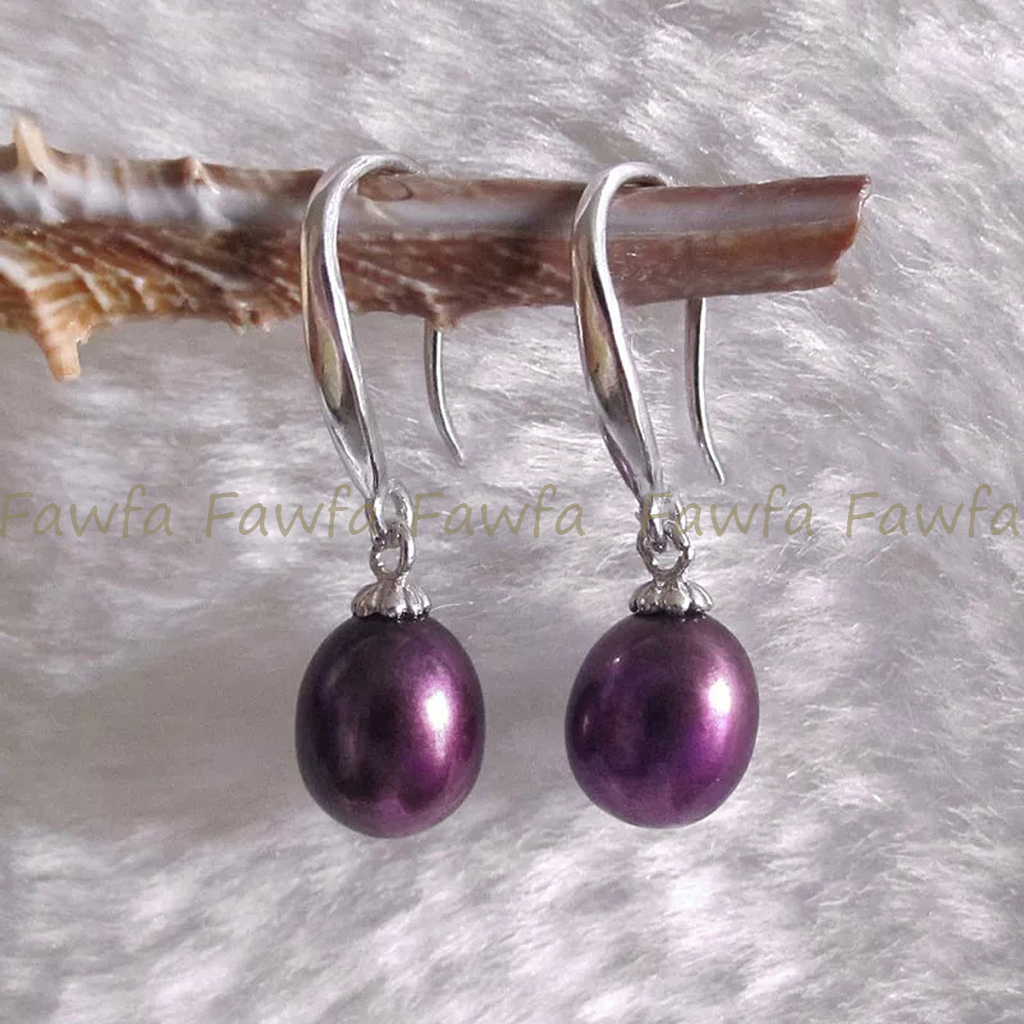 Fashion Natural 7-8mm Multicolor Freshwater Drop Pearl Dangle Hook Earrings - Picture 17 of 31