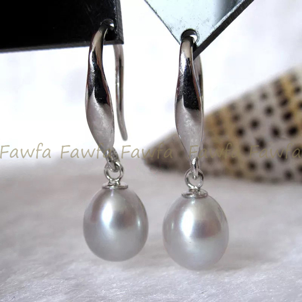 Fashion Natural 7-8mm Multicolor Freshwater Drop Pearl Dangle Hook Earrings - Picture 19 of 31
