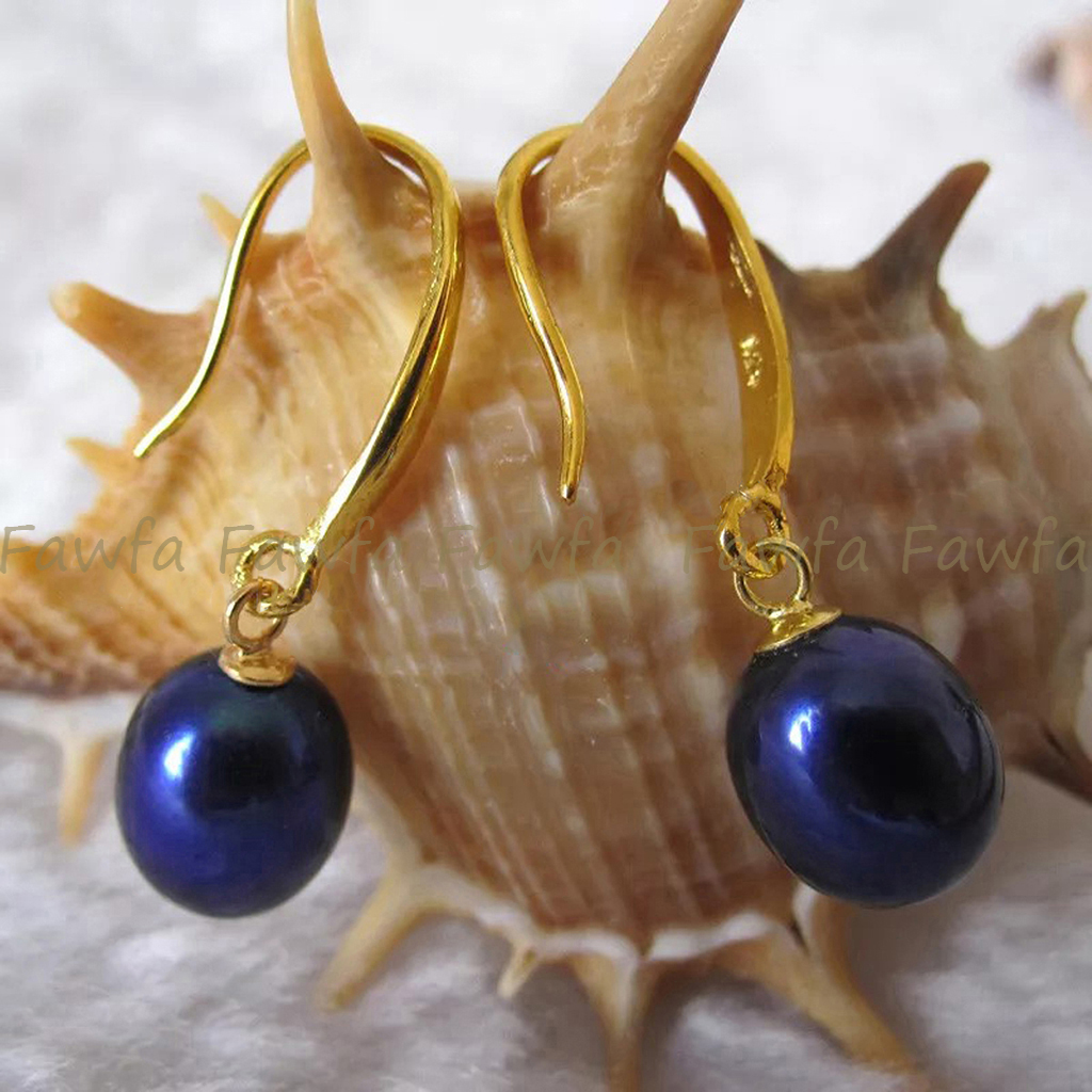 Fashion Natural 7-8mm Multicolor Freshwater Drop Pearl Dangle Hook Earrings - Picture 25 of 31