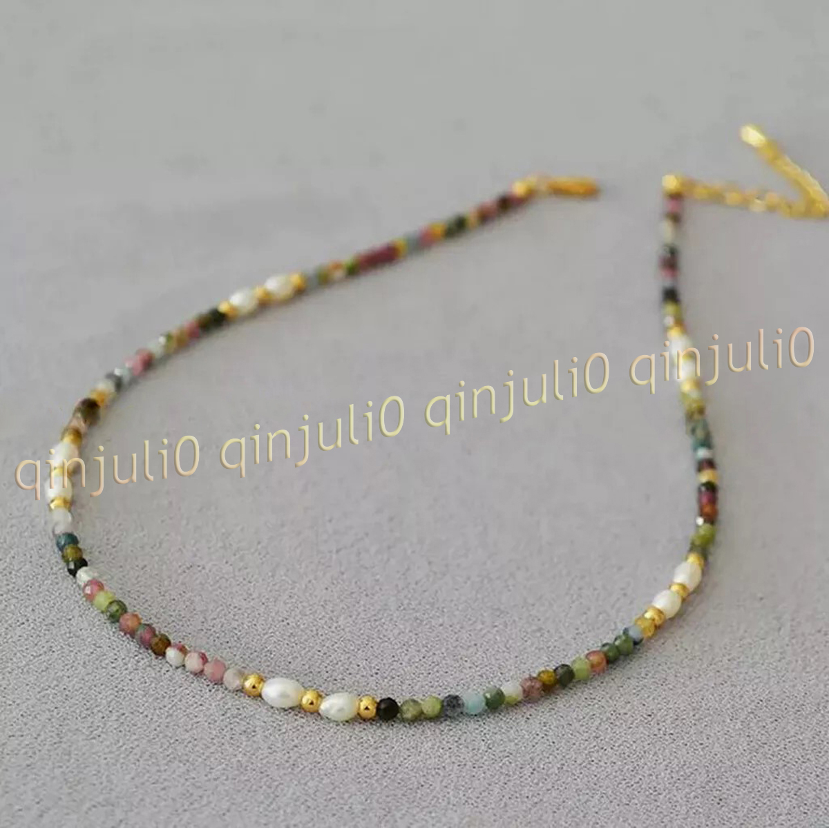 Faceted 3mm Natural Multicolor Tourmaline Round Gems Beads White Pearl Necklace - Picture 8 of 23
