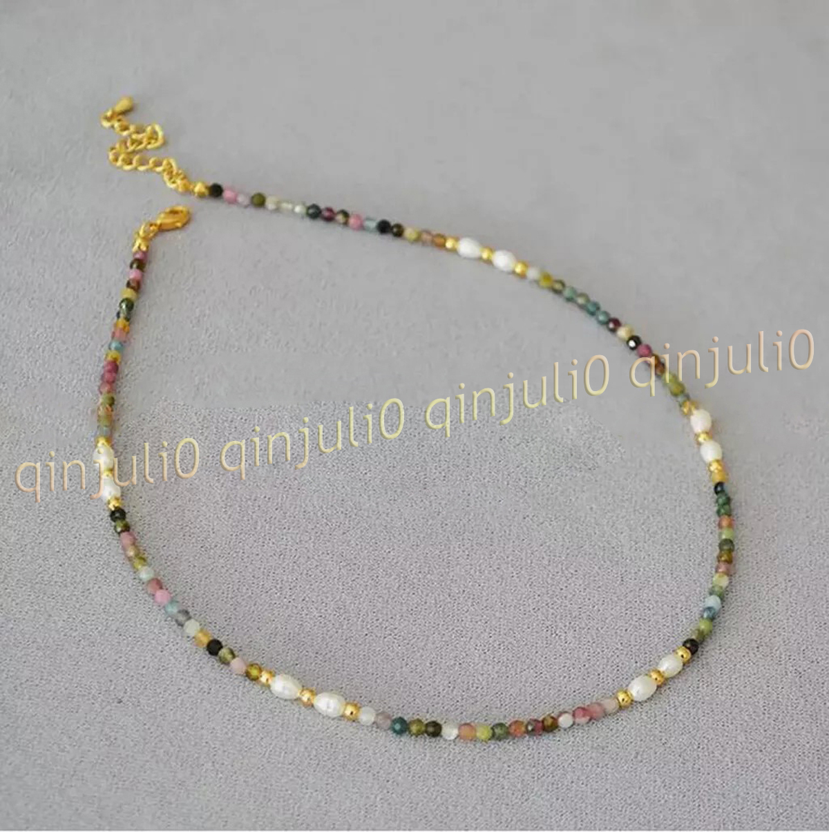 Faceted 3mm Natural Multicolor Tourmaline Round Gems Beads White Pearl Necklace - Picture 17 of 23