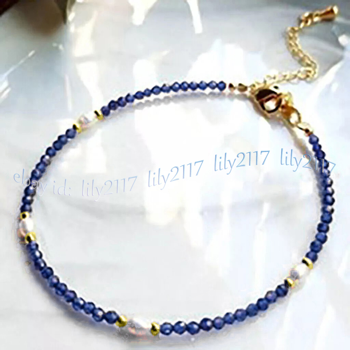 Brazalete de perlas de arroz blanco natural con cuentas redondas de piedras preciosas facetadas de 3 mm de 7,5"" - Imagen 16 de 17