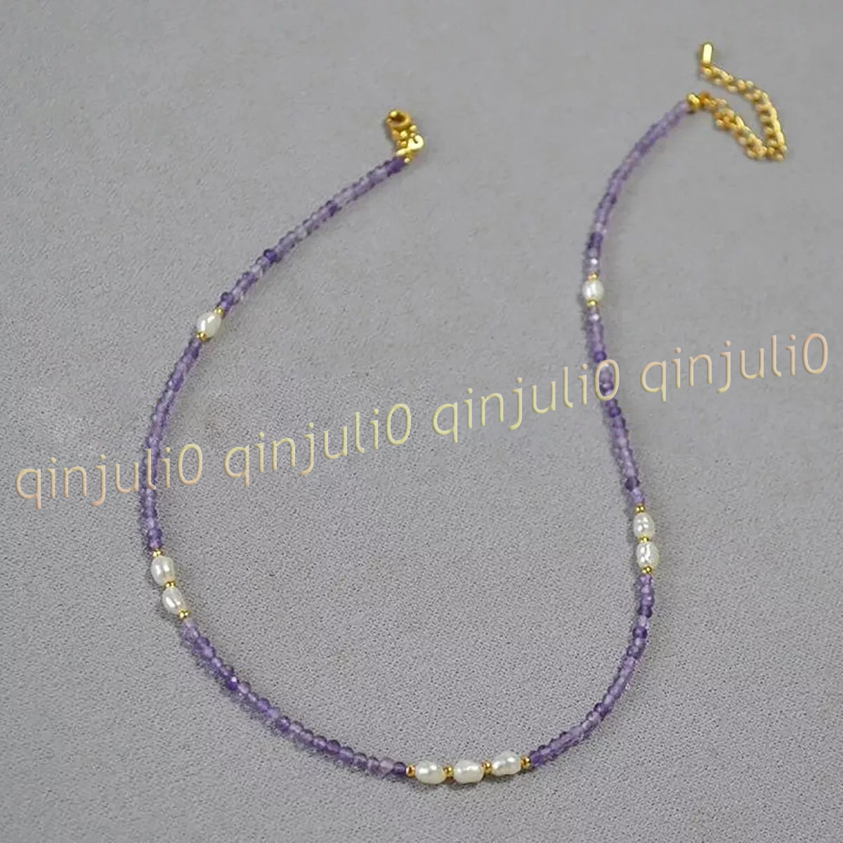 Natural Amethyst Faceted Round Gems Beads White Freshwater Pearl Necklace 14-48' - Picture 8 of 8