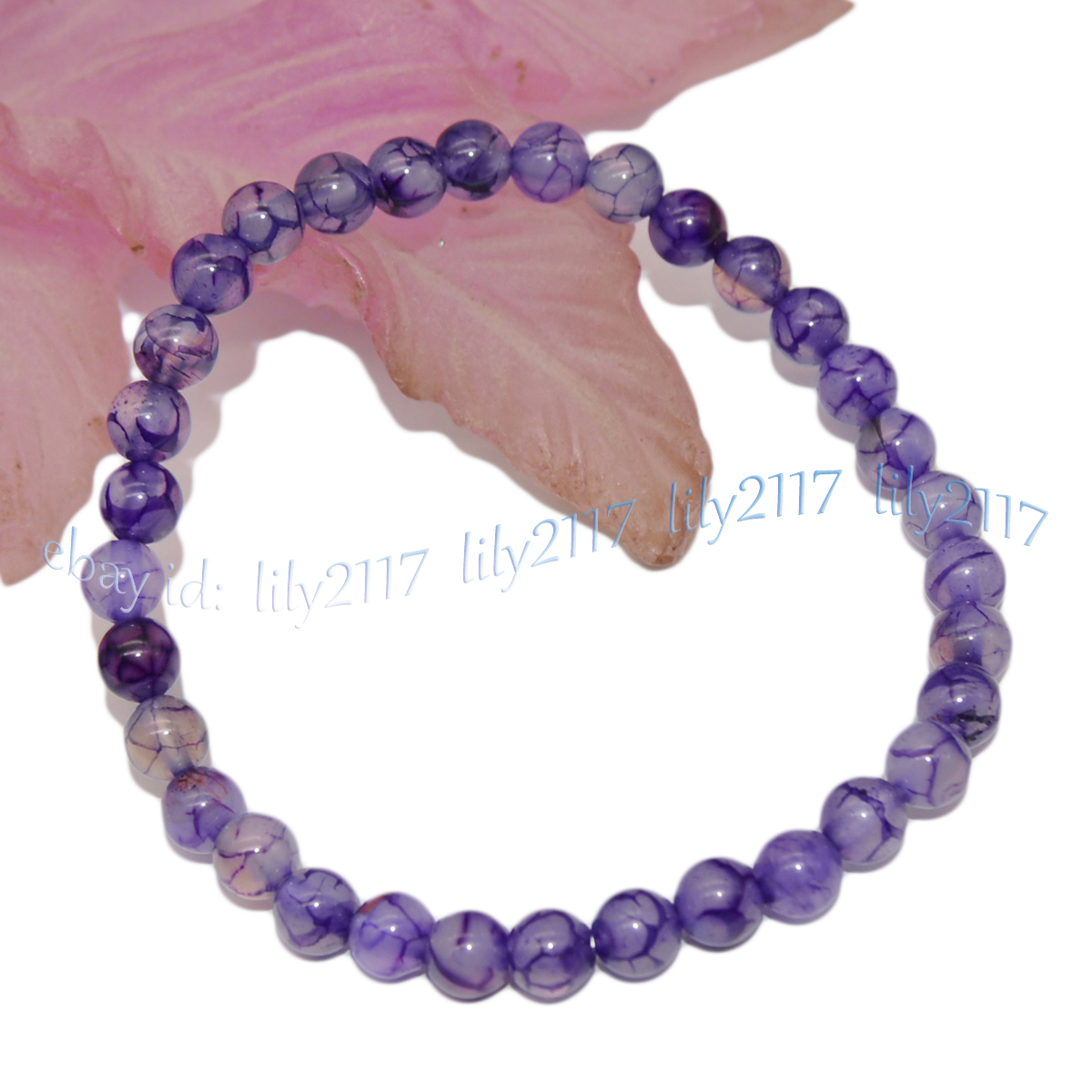 Purple Dragon Vein Agate and Moonstone Dew Dropplet stretch Bracelet w/a Mother hotsell of Pearl surprise