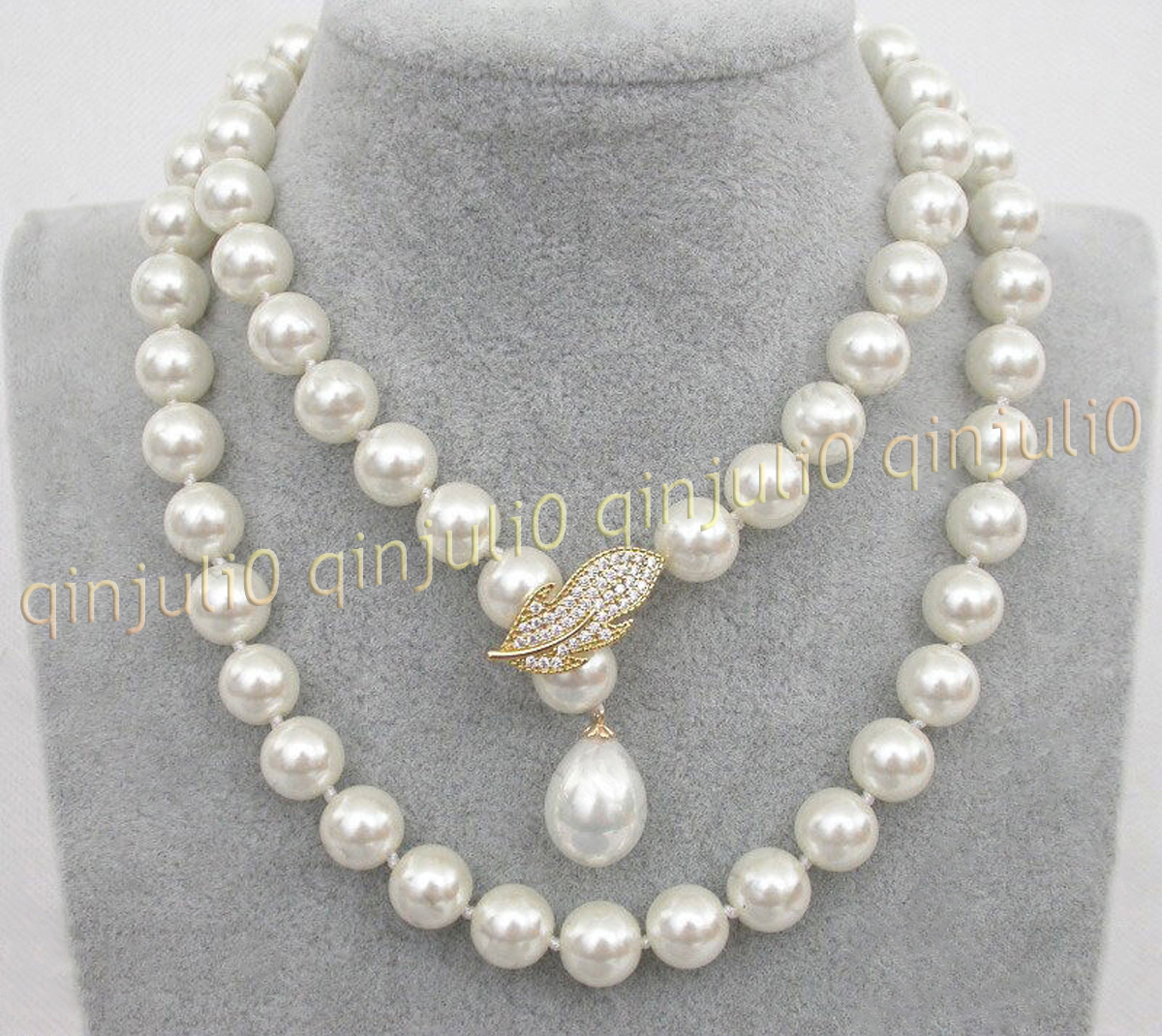 Elegant White South Sea Shell Pearl Round Beads Necklace 14-100'' 8/10/12/14mm - Picture 9 of 10