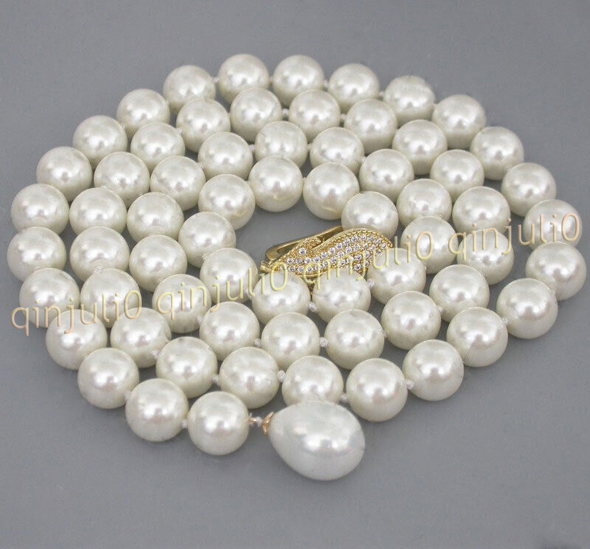 Elegant White South Sea Shell Pearl Round Beads Necklace 14-100'' 8/10/12/14mm - Picture 10 of 10