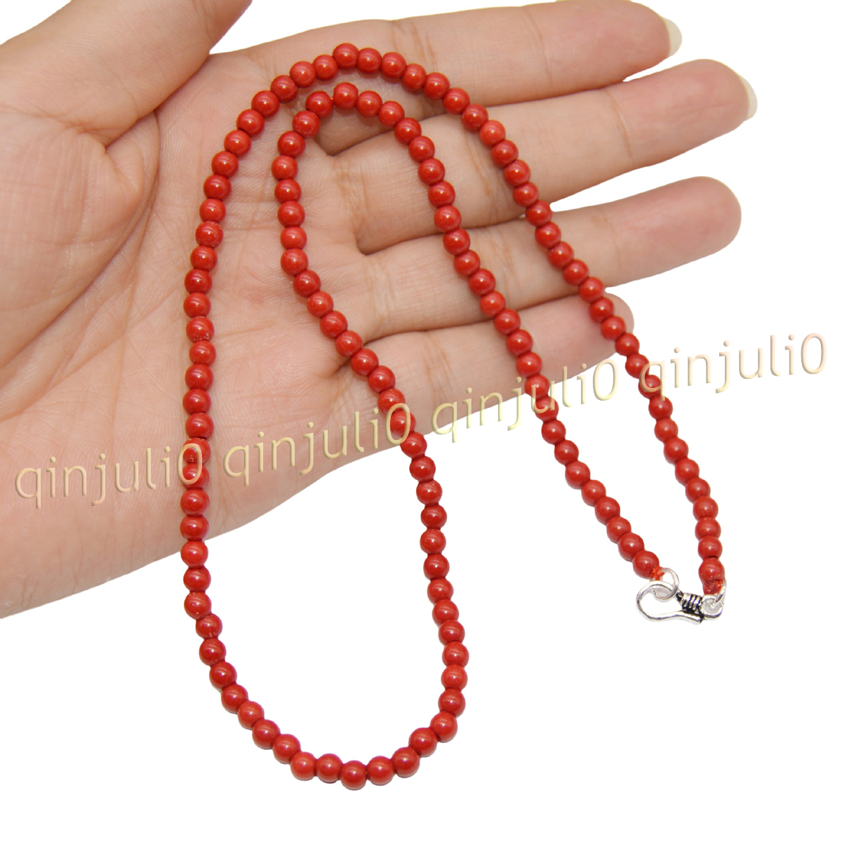 4mm Genuine Natural Red Coral Gemstone Round Beads Necklace Jewelry 14-100'' - Picture 15 of 22