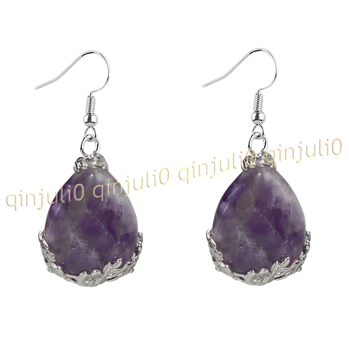 Tibet 925 Silver Teardrop Jade Gemstone Flowers Dangle Hook Earrings Jewelry - Picture 16 of 51