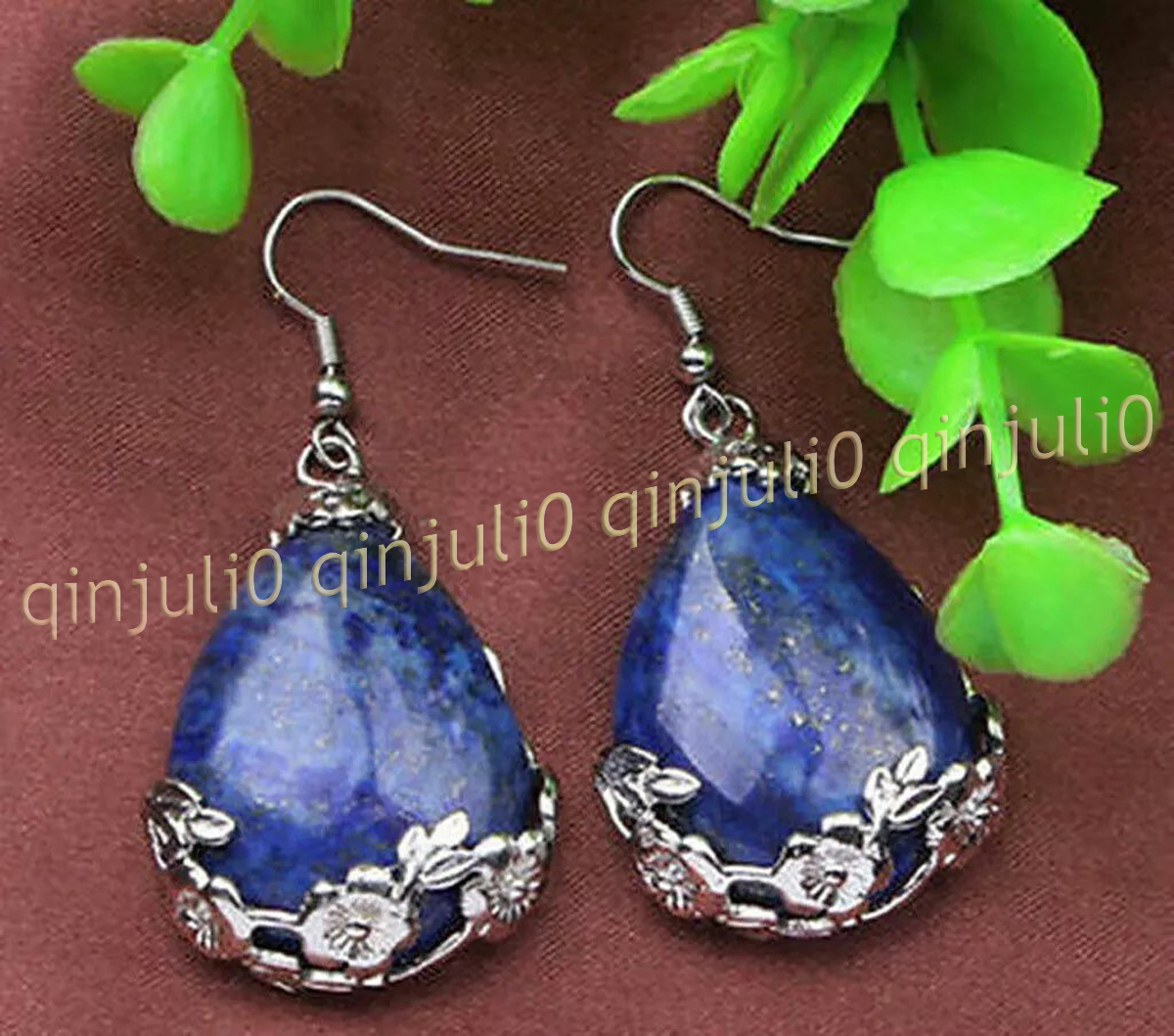 Tibet 925 Silver Teardrop Jade Gemstone Flowers Dangle Hook Earrings Jewelry - Picture 40 of 51