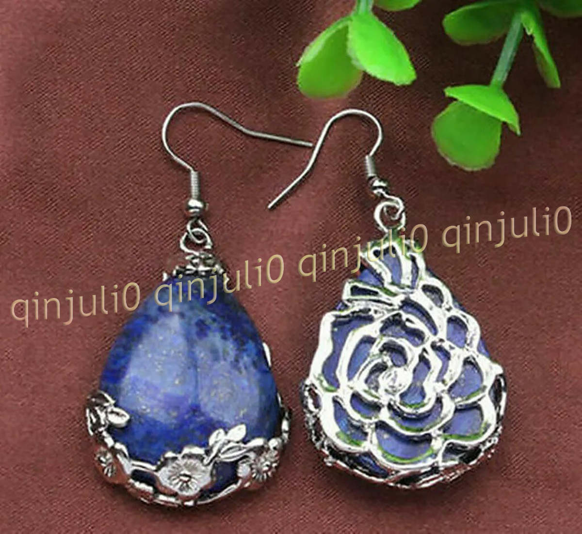 Tibet 925 Silver Teardrop Jade Gemstone Flowers Dangle Hook Earrings Jewelry - Picture 41 of 51