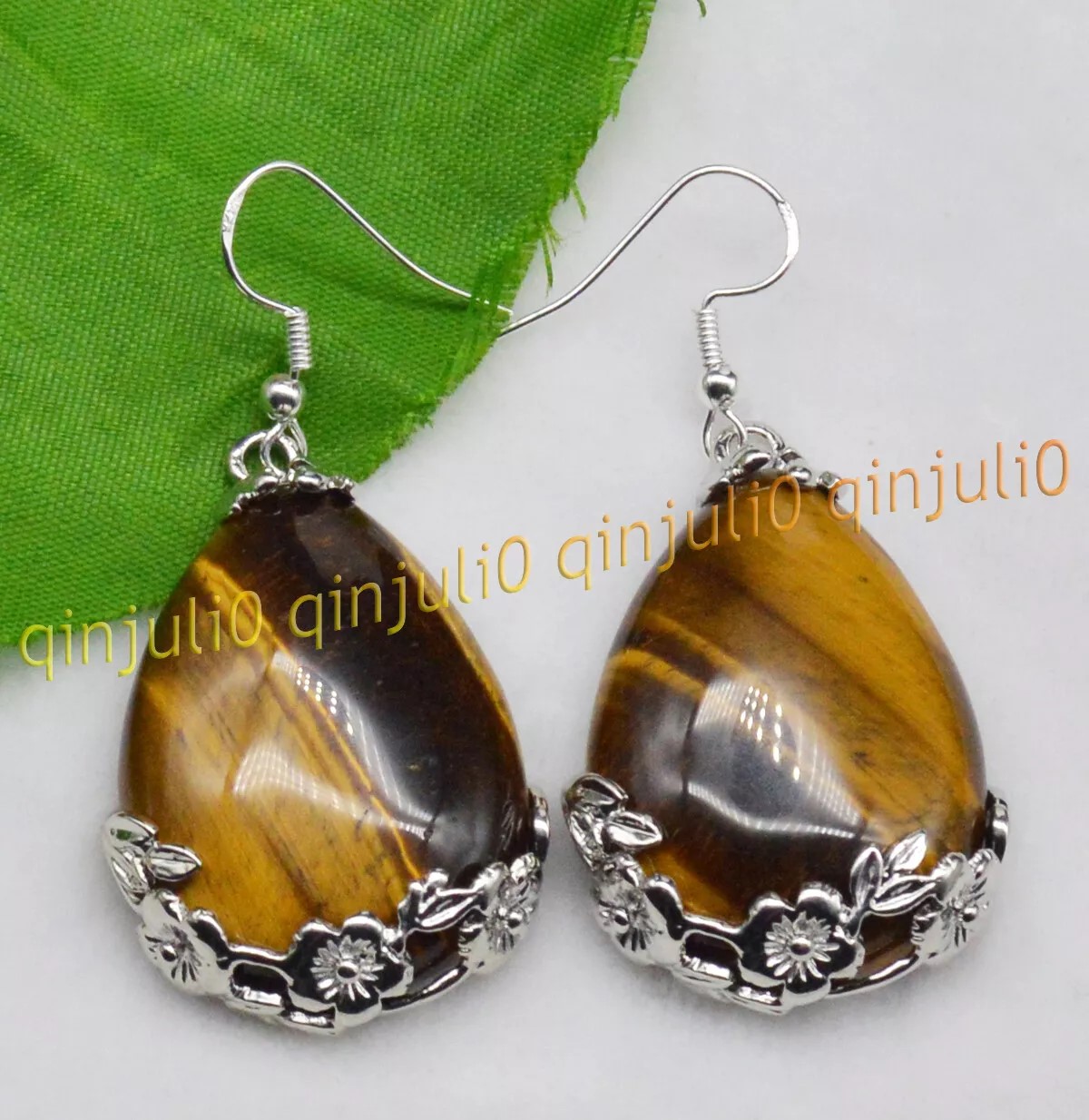 Tibet 925 Silver Teardrop Jade Gemstone Flowers Dangle Hook Earrings Jewelry - Picture 43 of 51