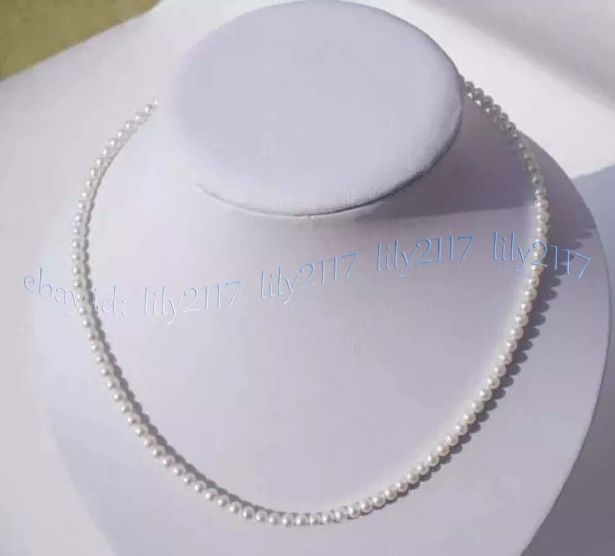 Mini 3-4mm Real Natural White Akoya Pearl Necklace 14-28'' 14k Gold Clasp - Picture 9 of 13