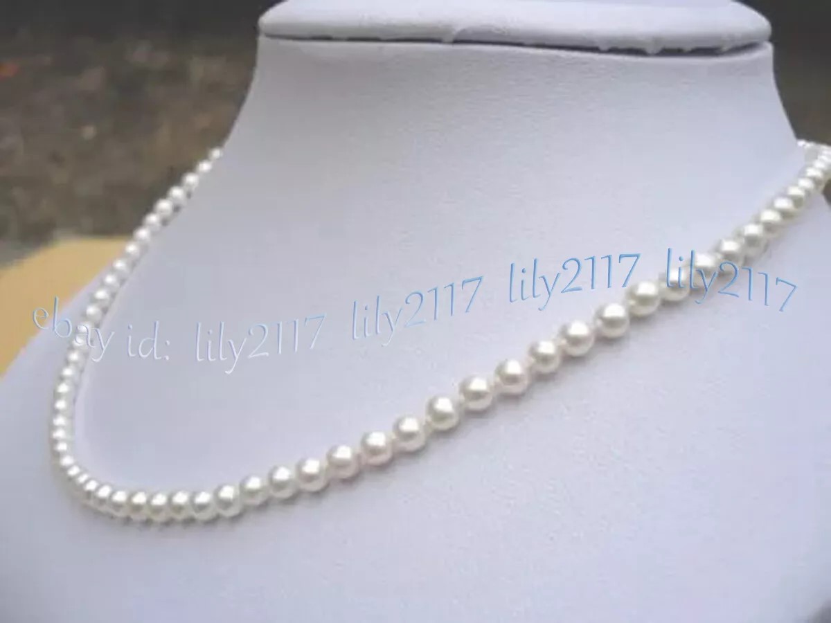 Mini 3-4mm Real Natural White Akoya Pearl Necklace 14-28'' 14k Gold Clasp - Picture 11 of 13