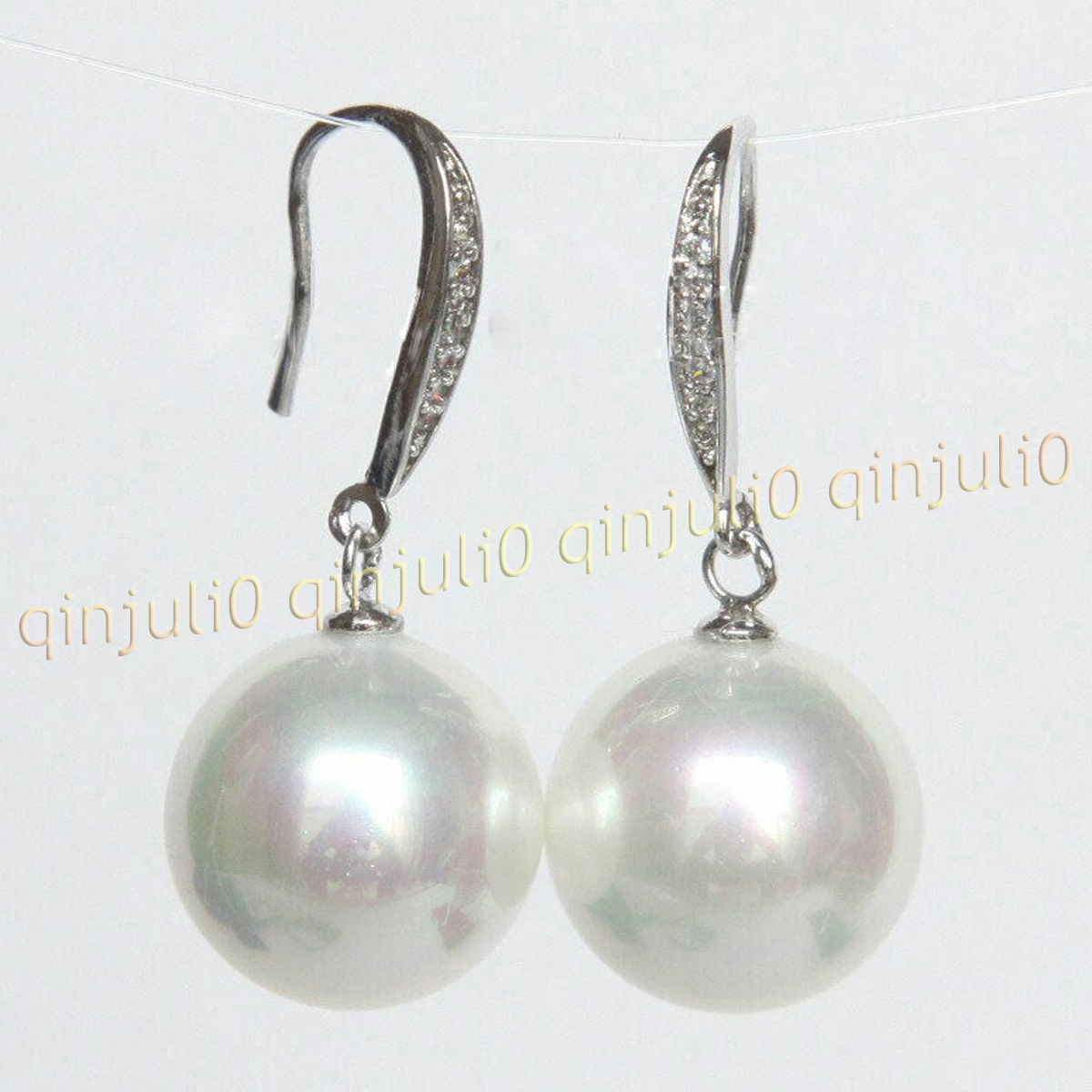8-16mm Multicolor South Sea Shell Pearl Round Beads Dangle Silver Hook Earrings - Picture 13 of 32