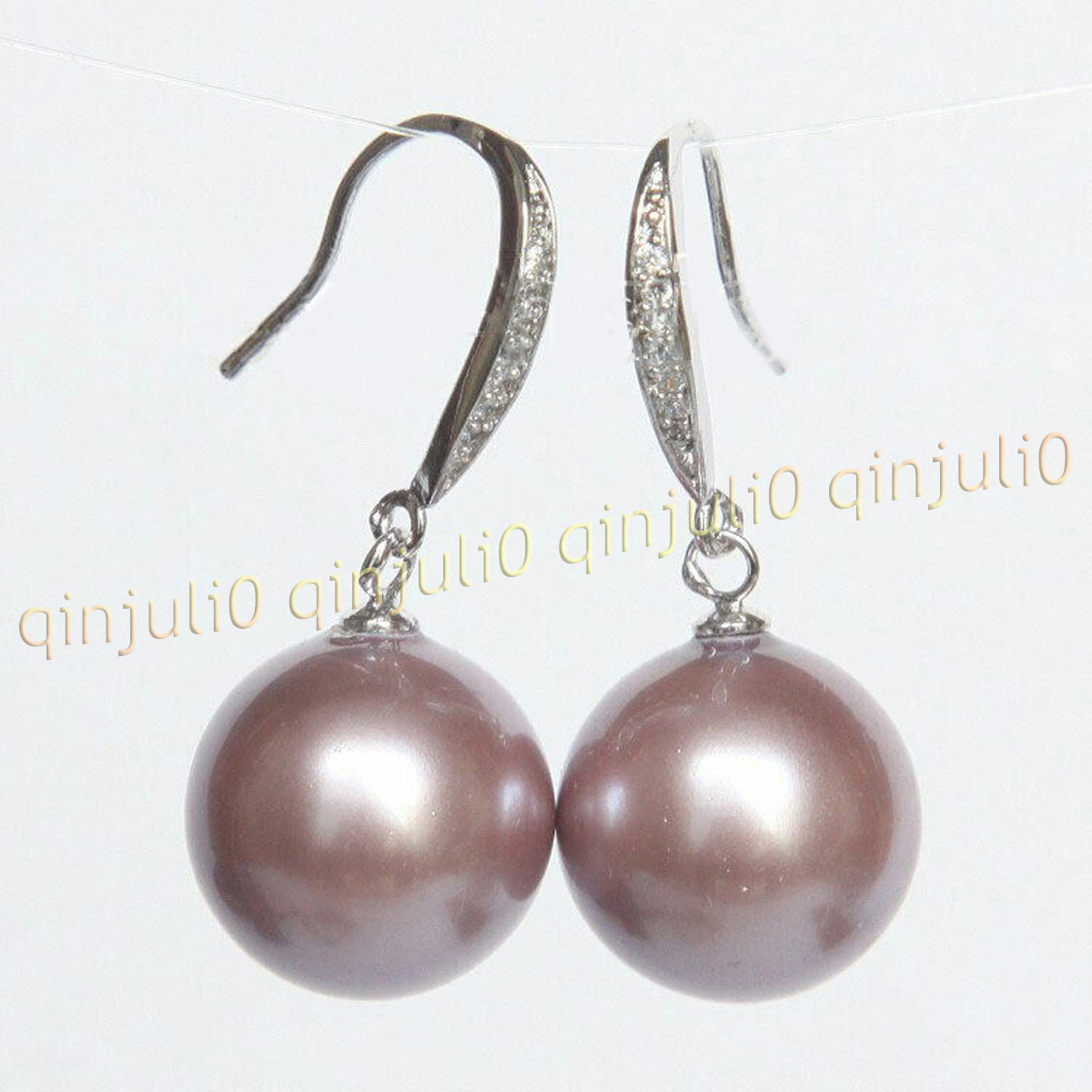 8-16mm Multicolor South Sea Shell Pearl Round Beads Dangle Silver Hook Earrings - Picture 19 of 32