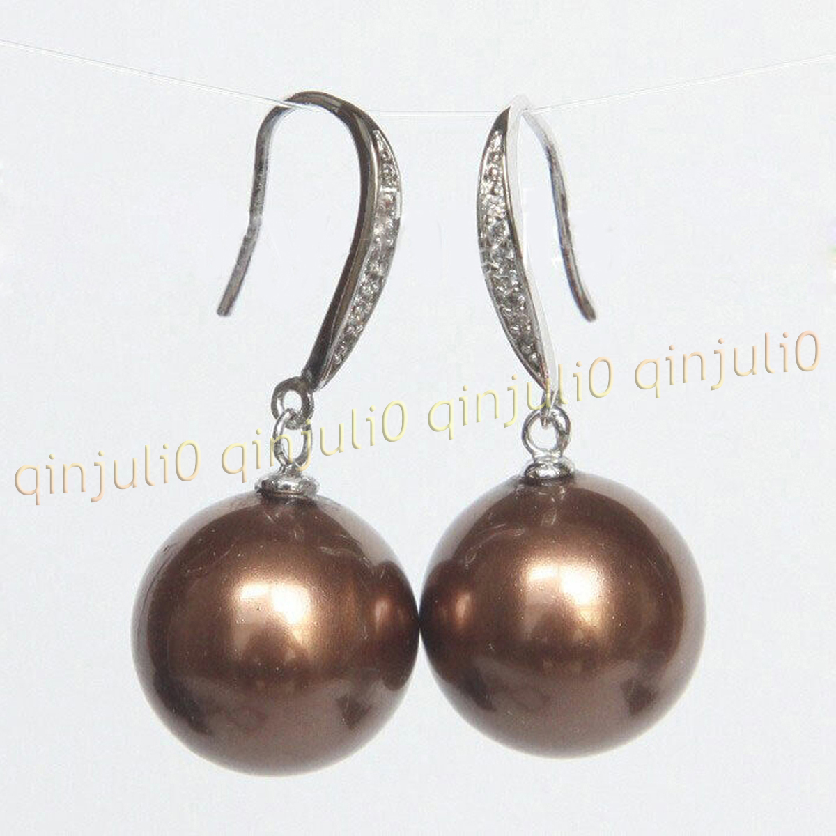 8-16mm Multicolor South Sea Shell Pearl Round Beads Dangle Silver Hook Earrings - Picture 24 of 32