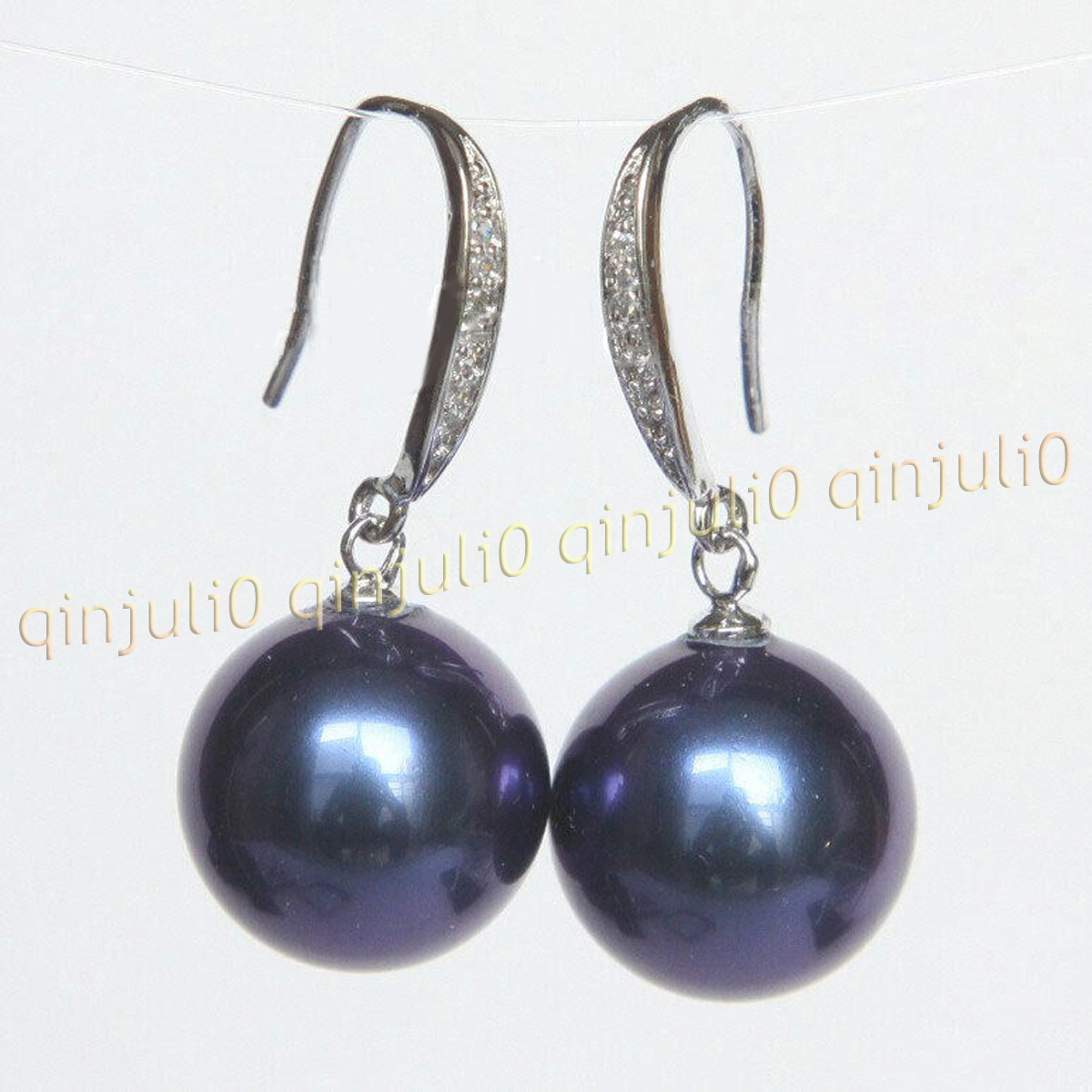 8-16mm Multicolor South Sea Shell Pearl Round Beads Dangle Silver Hook Earrings - Picture 27 of 32
