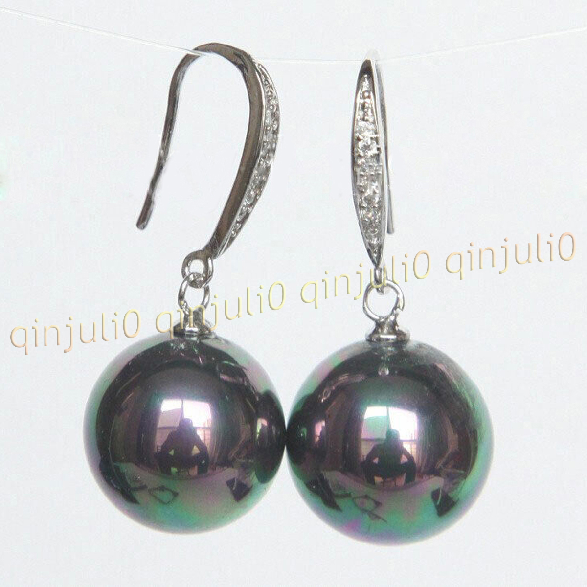 8-16mm Multicolor South Sea Shell Pearl Round Beads Dangle Silver Hook Earrings - Picture 28 of 32