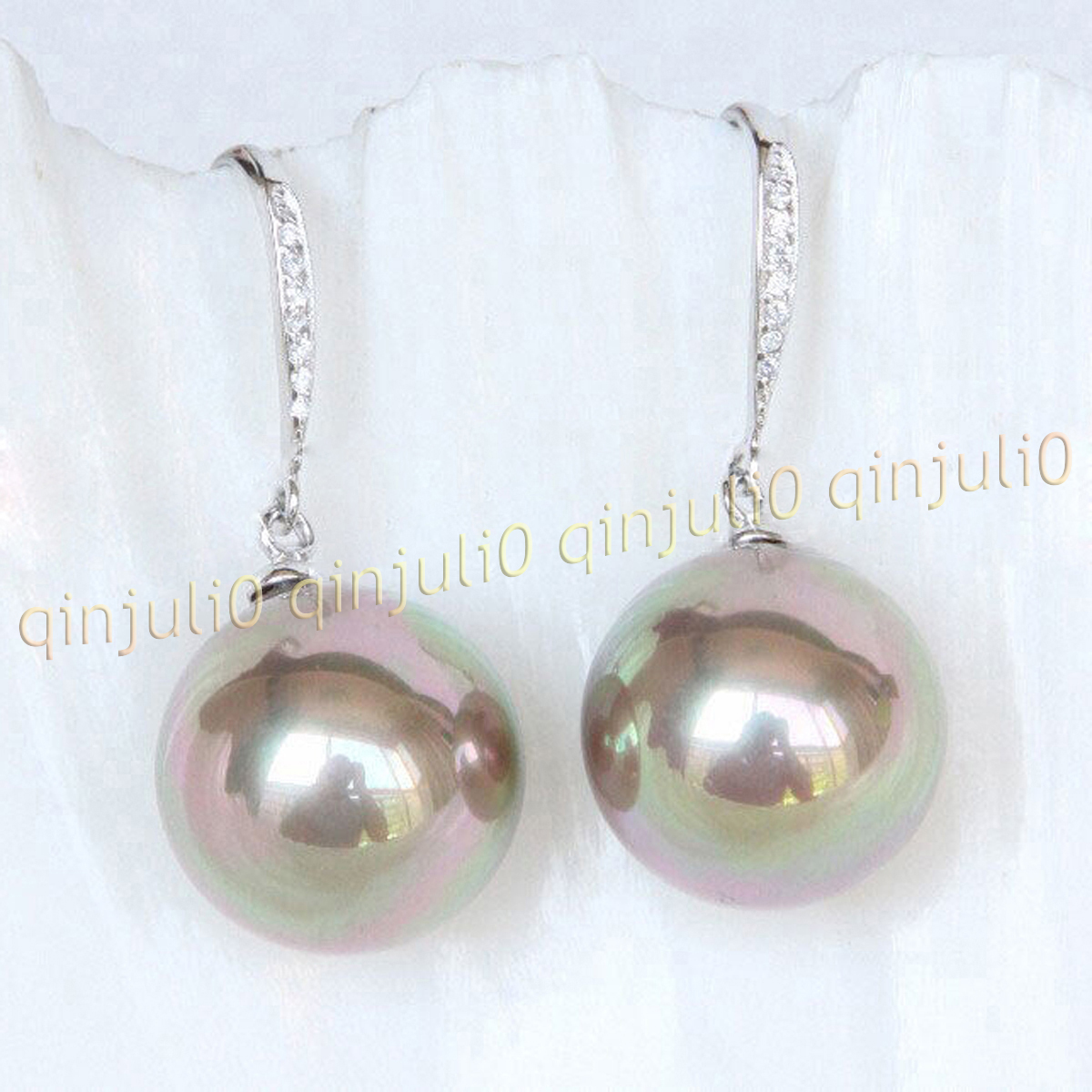 8-16mm Multicolor South Sea Shell Pearl Round Beads Dangle Silver Hook Earrings - Picture 32 of 32