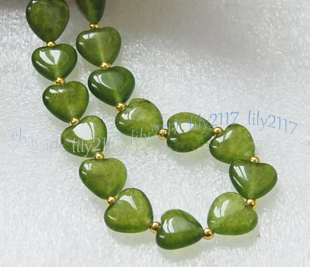 12mm Natural Green Peridot Heart Shaped Gemstone Beads Necklace 14-100'' - Picture 6 of 19