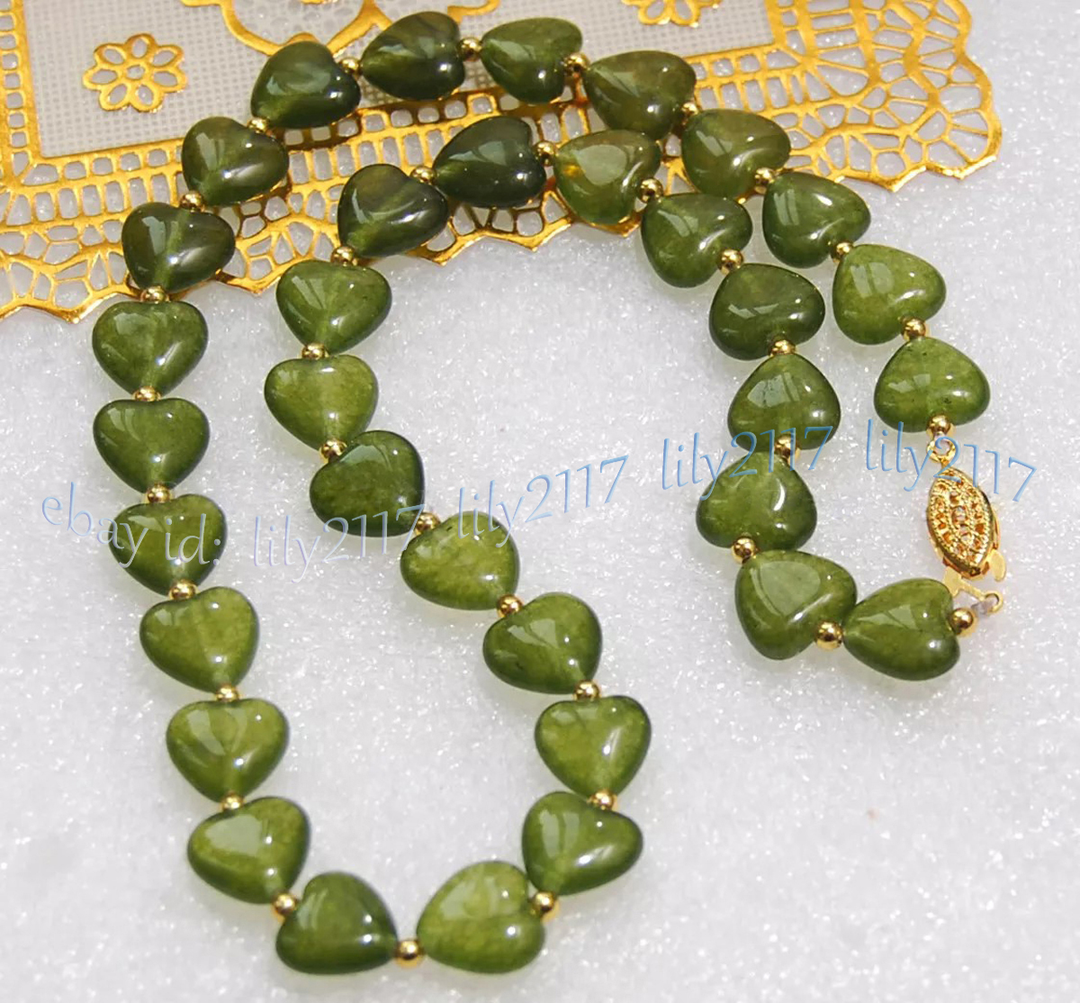 12mm Natural Green Peridot Heart Shaped Gemstone Beads Necklace 14-100'' - Picture 18 of 19