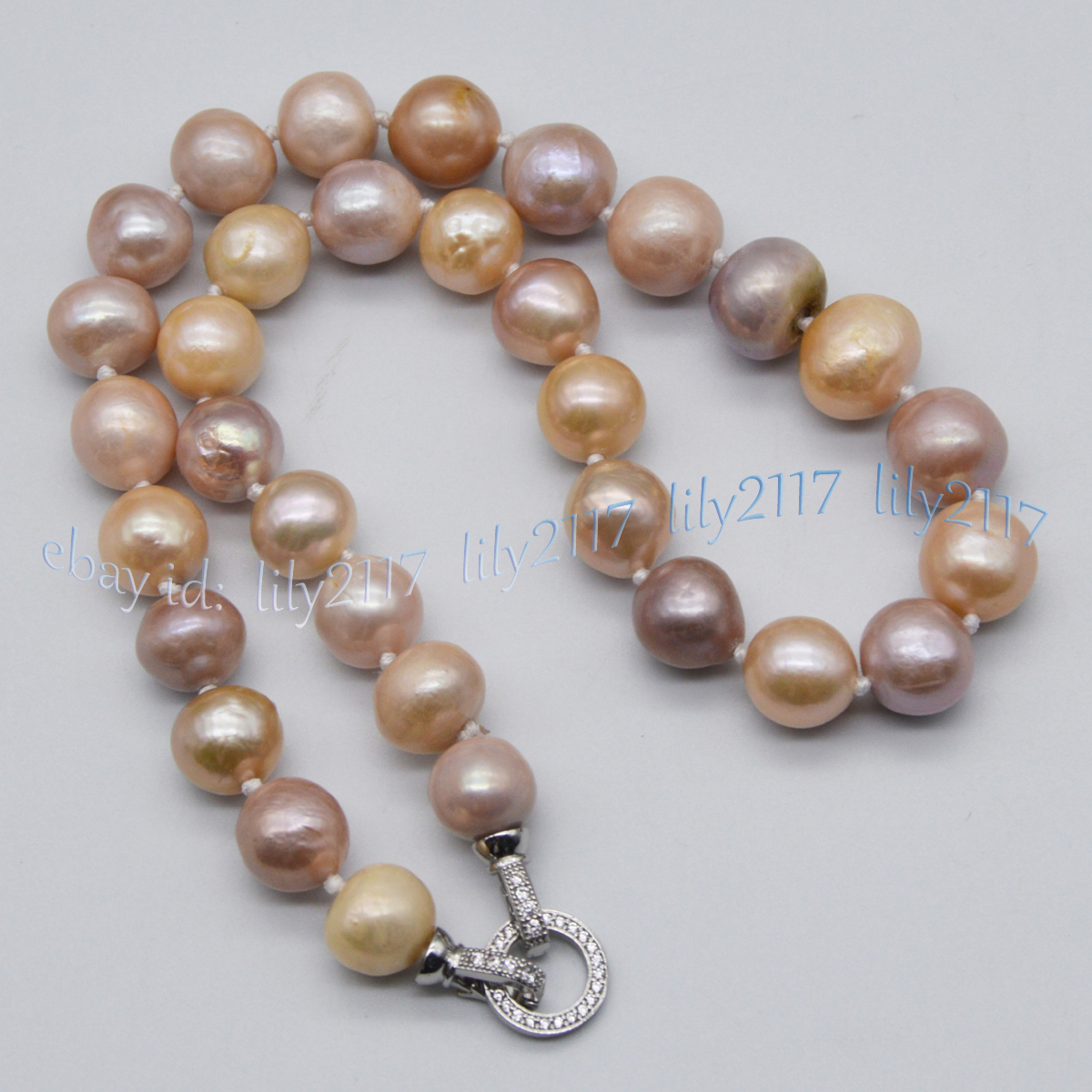 Natural Pearl 12-14mm Rare Multicolor Baroque Keshi Edison Pearl Necklace 14-48′